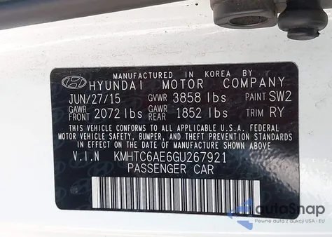 2016 Hyundai Veloster Turbo z USA, uszkodzony, nr VIN KMHTC6AE6GU267921